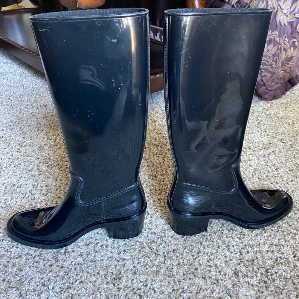 Gucci black logo patent rubber rain boots Sz 9 - Picture 4 of 10